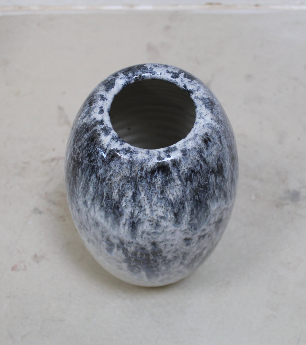 Ovoid Vase <br> White & Blue Glaze