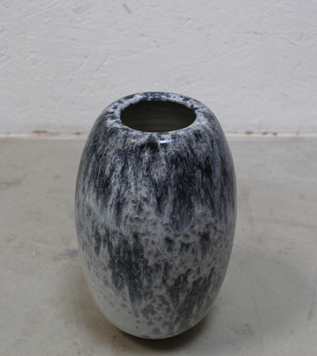 Ovoid Vase <br> White & Blue Glaze