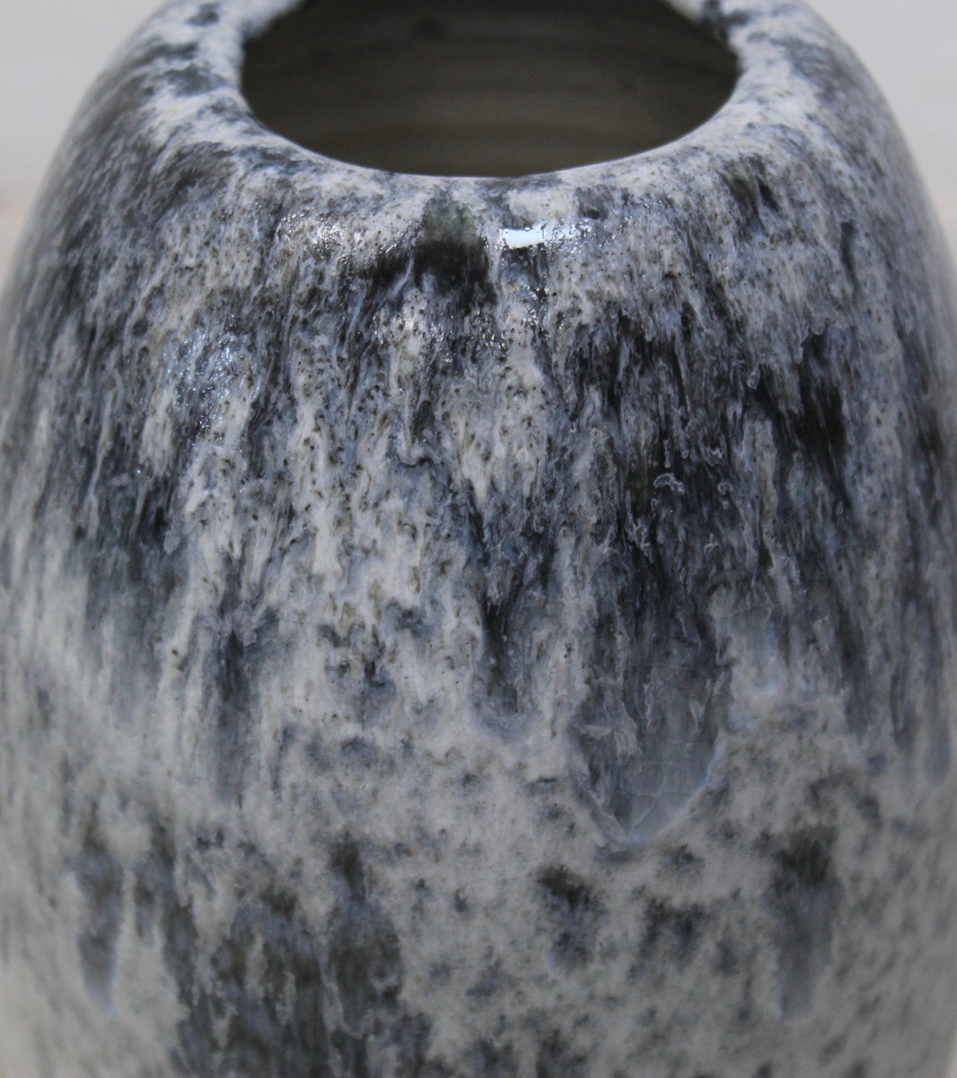 Ovoid Vase <br> White & Blue Glaze