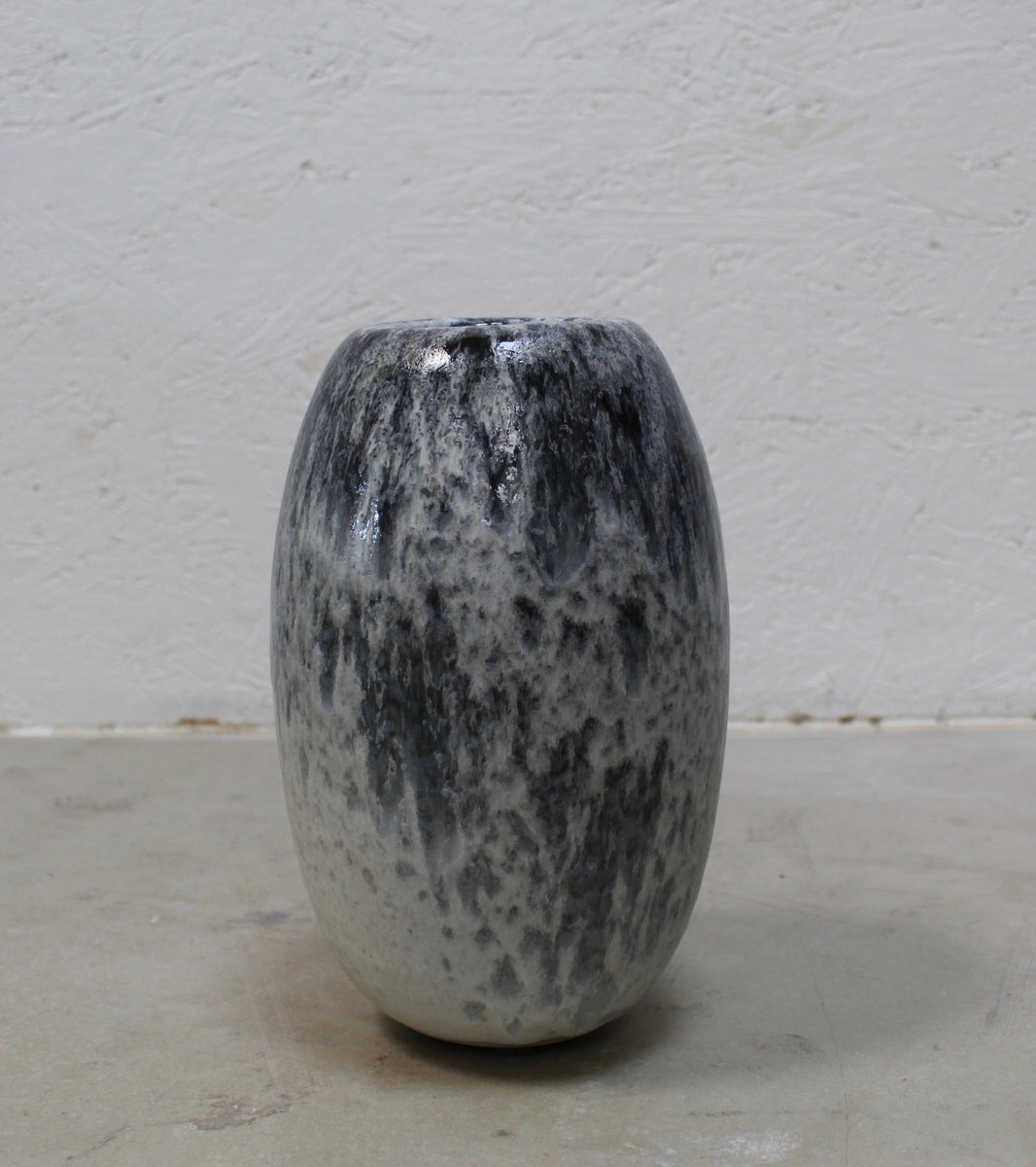 Ovoid Vase <br> White & Blue Glaze