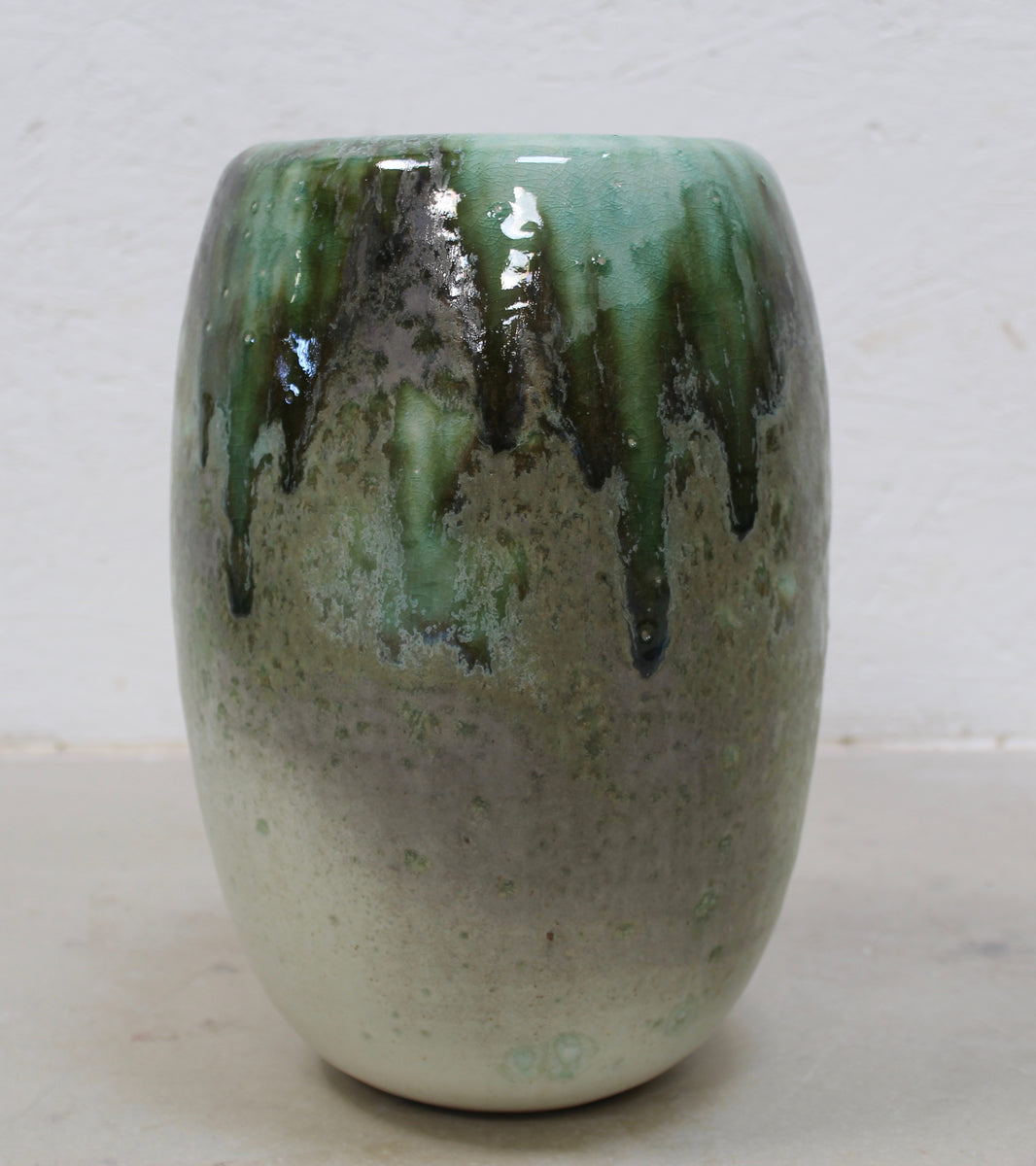 Tall Ovoid Vase <br> Green Glaze