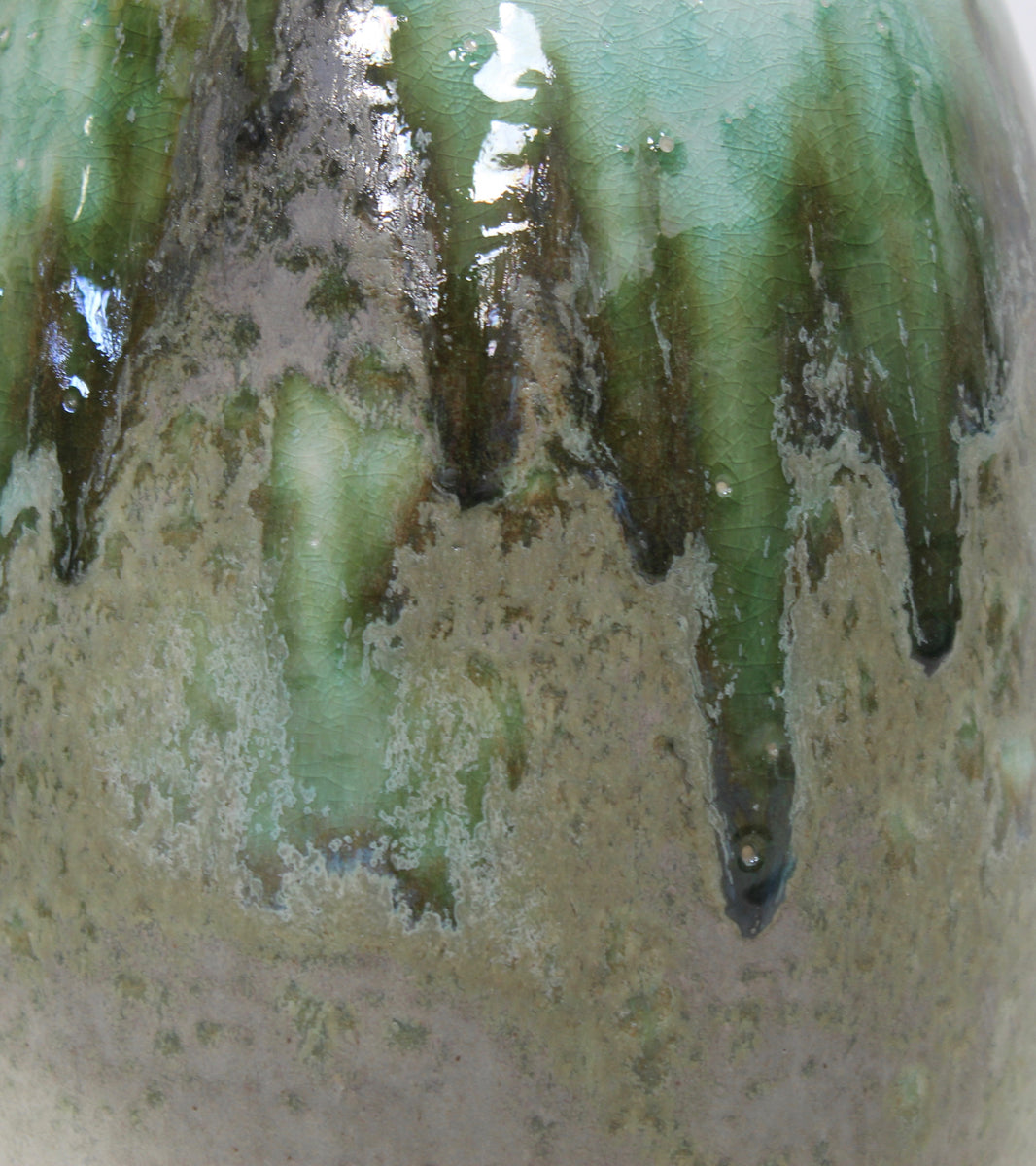Tall Ovoid Vase <br> Green Glaze