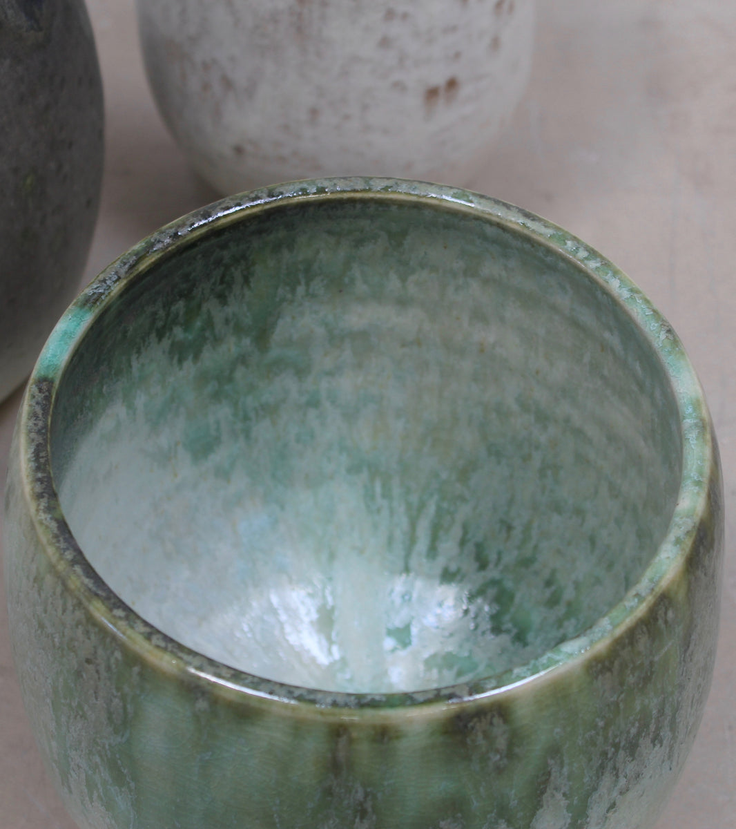 Eastern Shape Bell Planter <br> Green Glaze