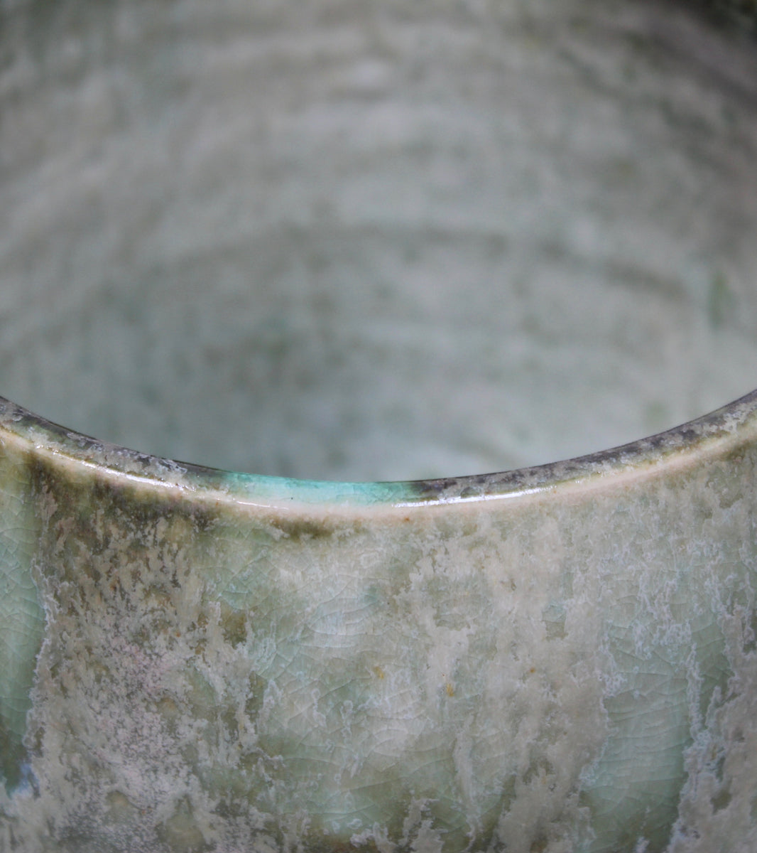 Eastern Shape Bell Planter <br> Green Glaze