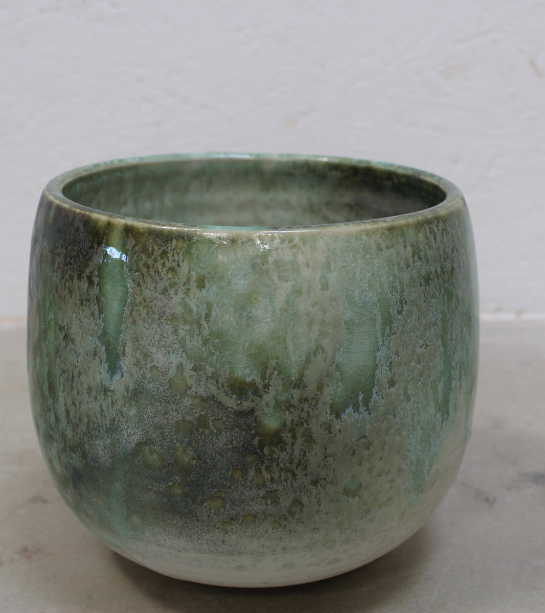 Eastern Shape Bell Planter <br> Green Glaze