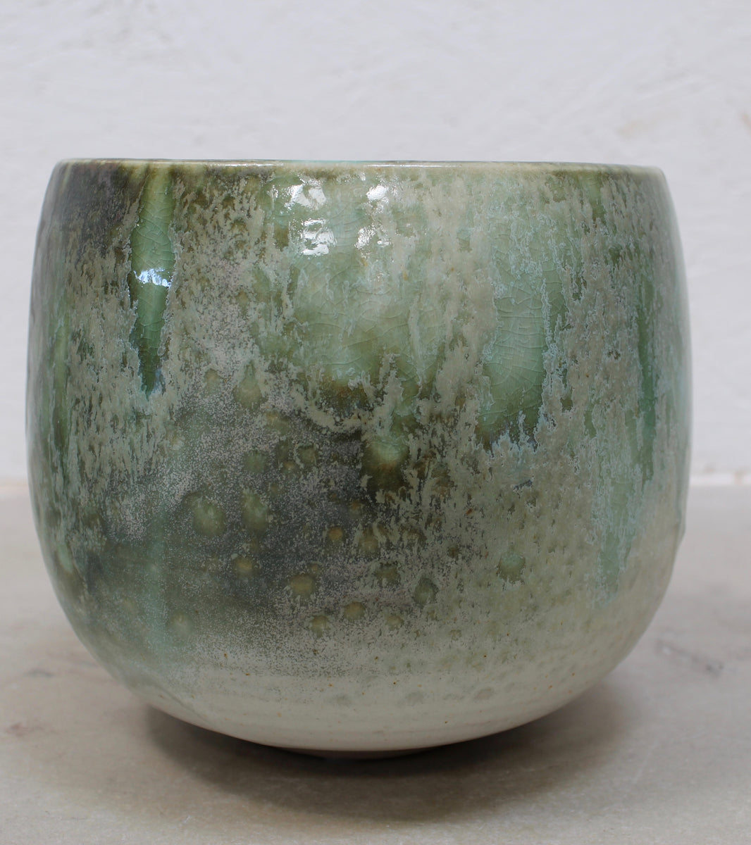 Eastern Shape Bell Planter <br> Green Glaze
