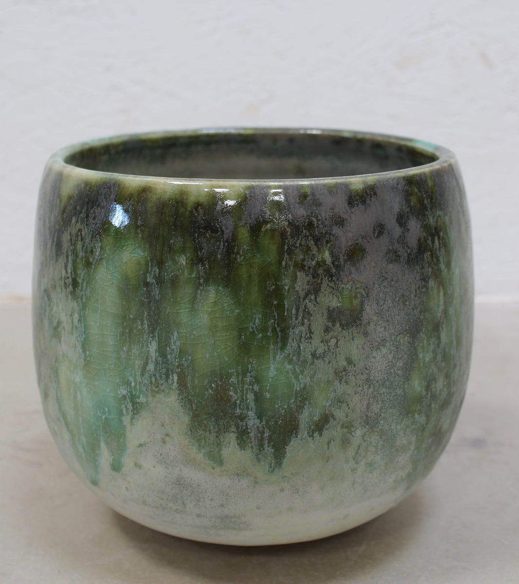 Eastern Shape Bell Planter <br> Green Glaze