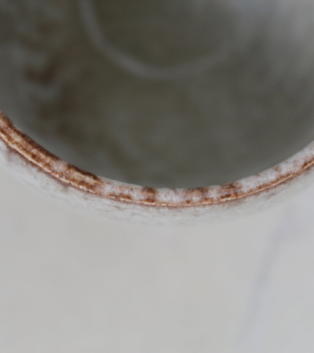 Tapering Cone Vase <br> White & Mauve Glaze