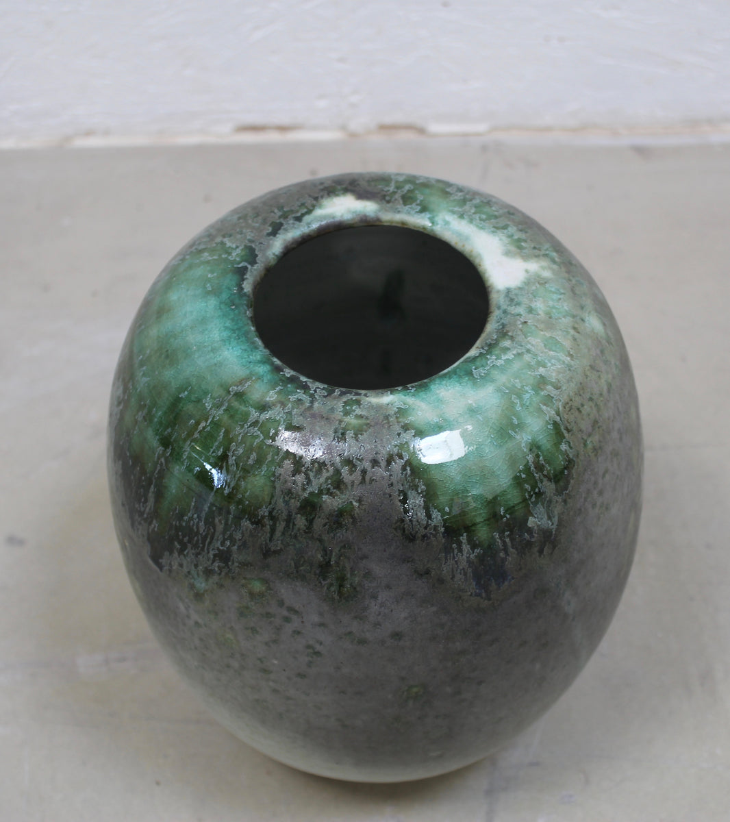 Medium Ovoid Vase <br> Green Glaze
