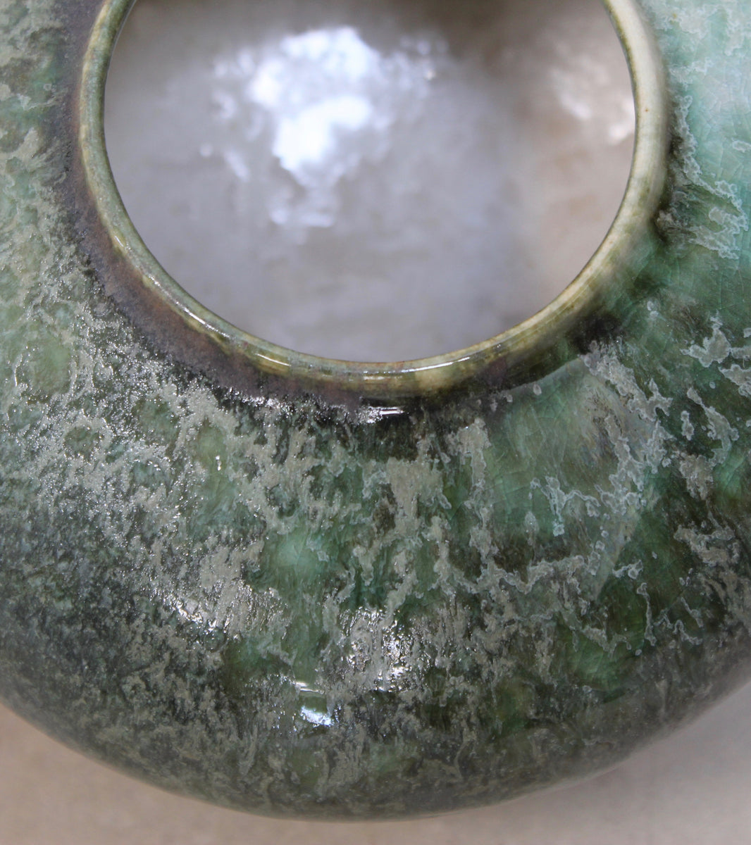 Squat Gundiga Shape Vase  <br> Green Glaze