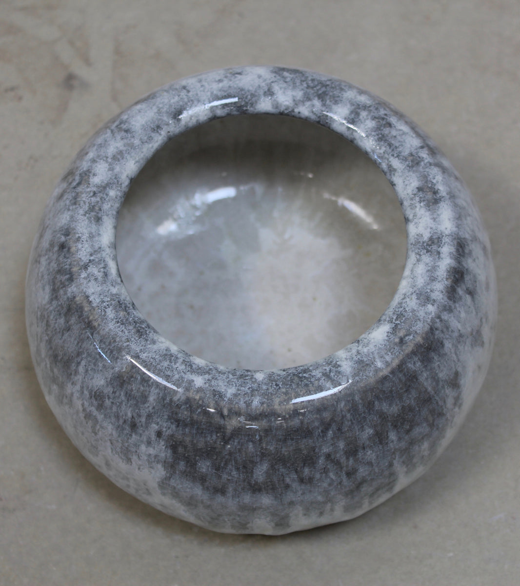 Urchin Shaped Pot <br> Silver Glaze