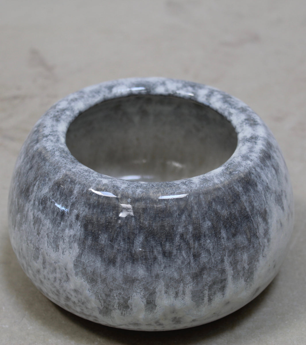 Urchin Shaped Pot <br> Silver Glaze