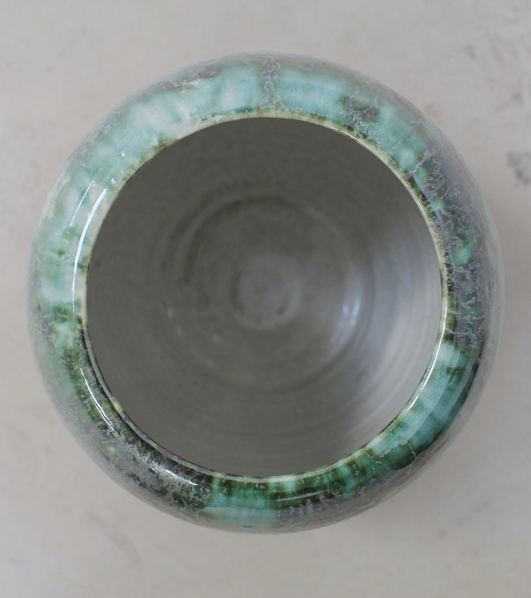 Tall Ovoid Vase  <br> Green Glaze