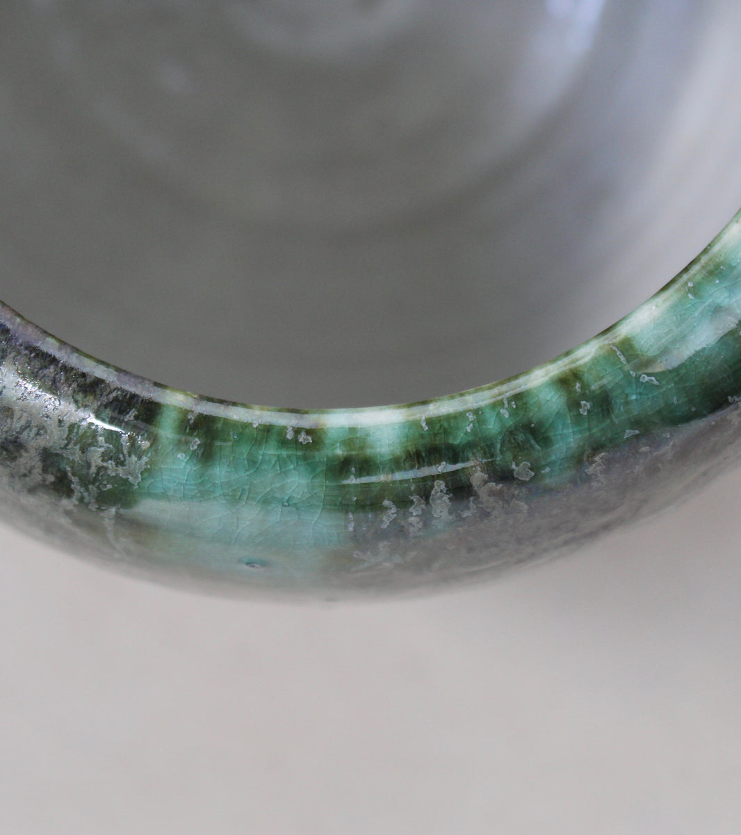 Tall Ovoid Vase  <br> Green Glaze