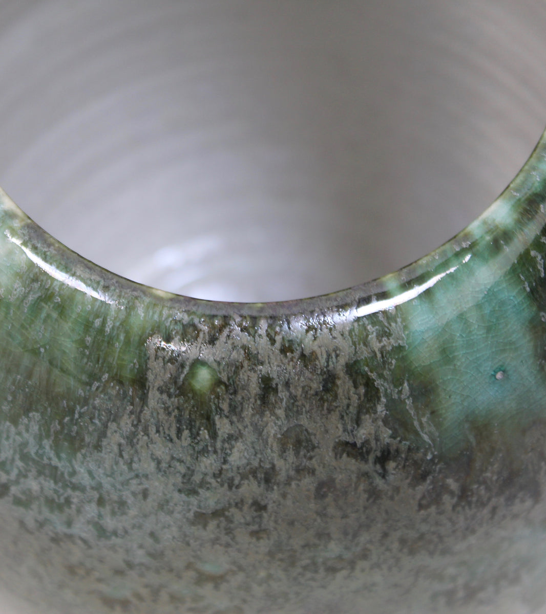 Tall Ovoid Vase  <br> Green Glaze