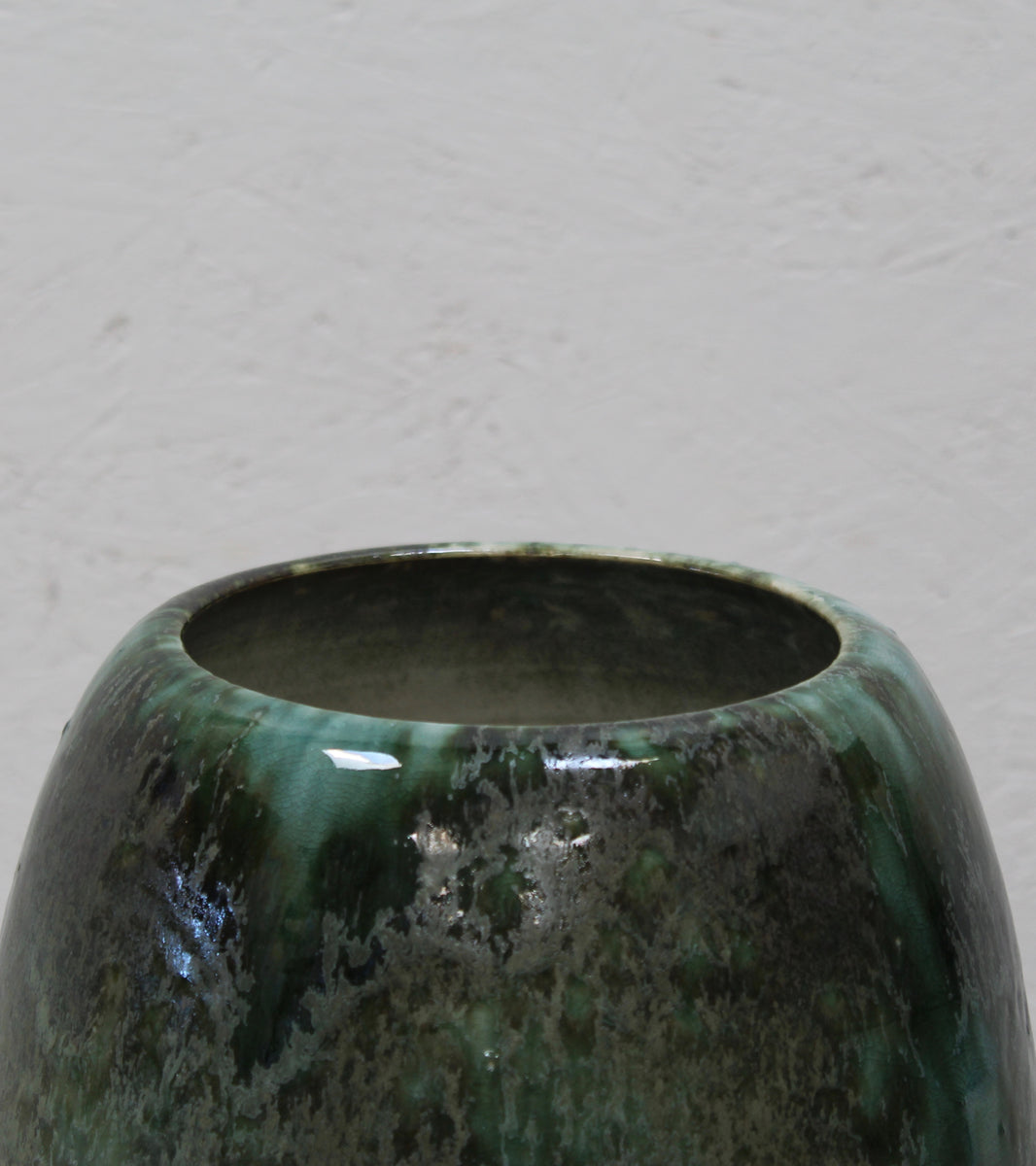 Tall Ovoid Vase  <br> Green Glaze