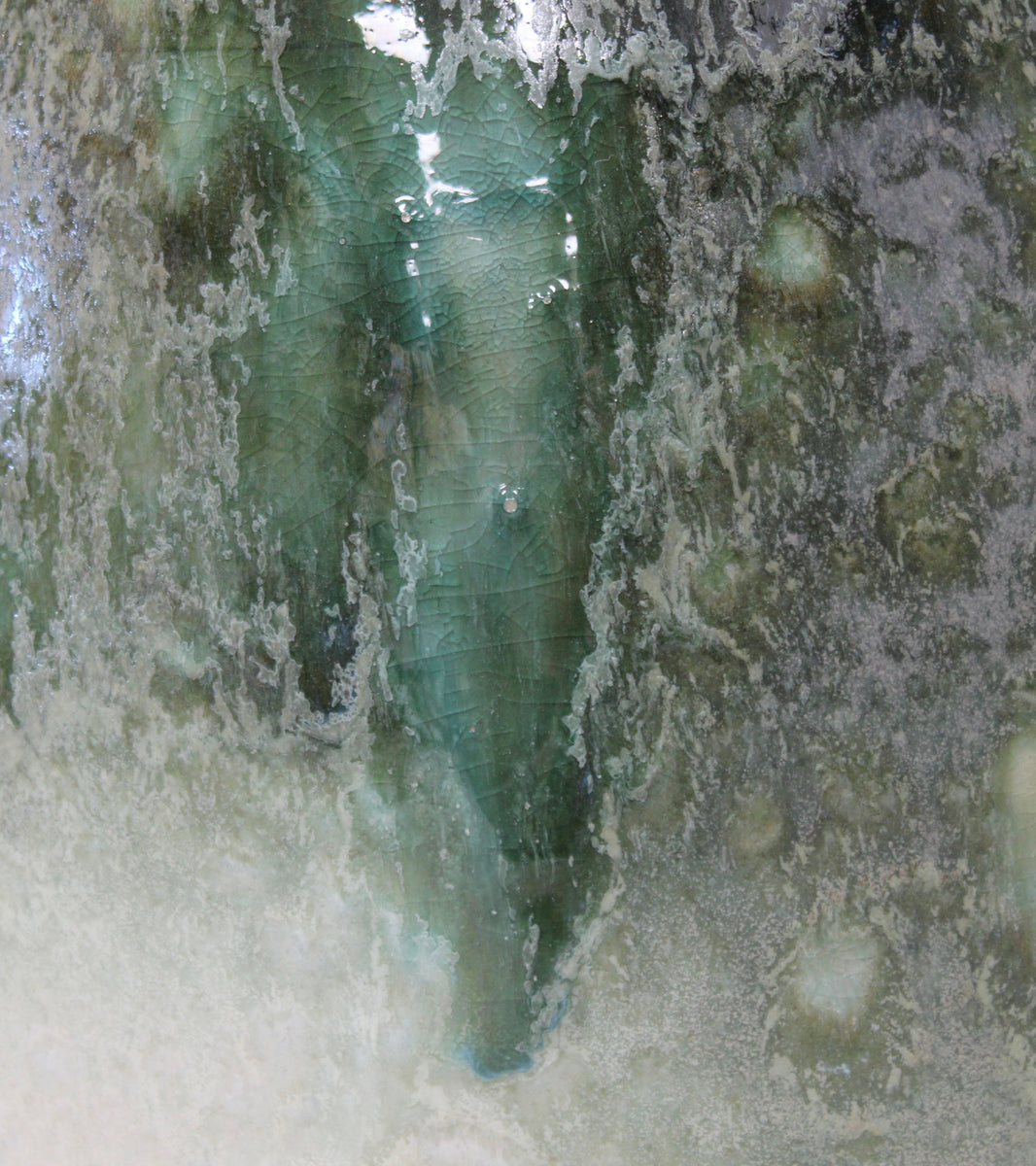 Tall Ovoid Vase  <br> Green Glaze