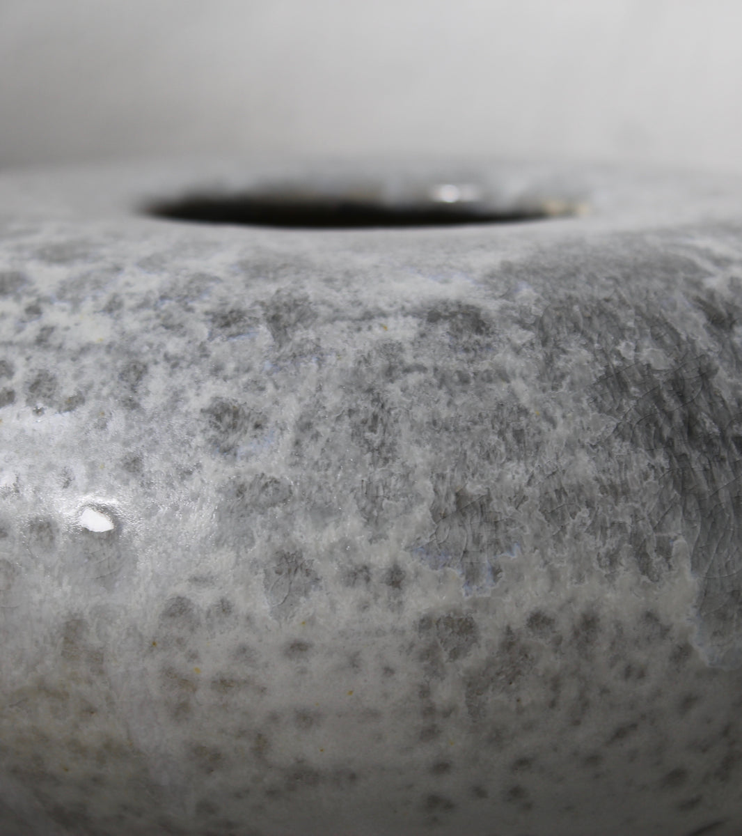 Curling Stone Shaped Vase <br> Silver Glaze