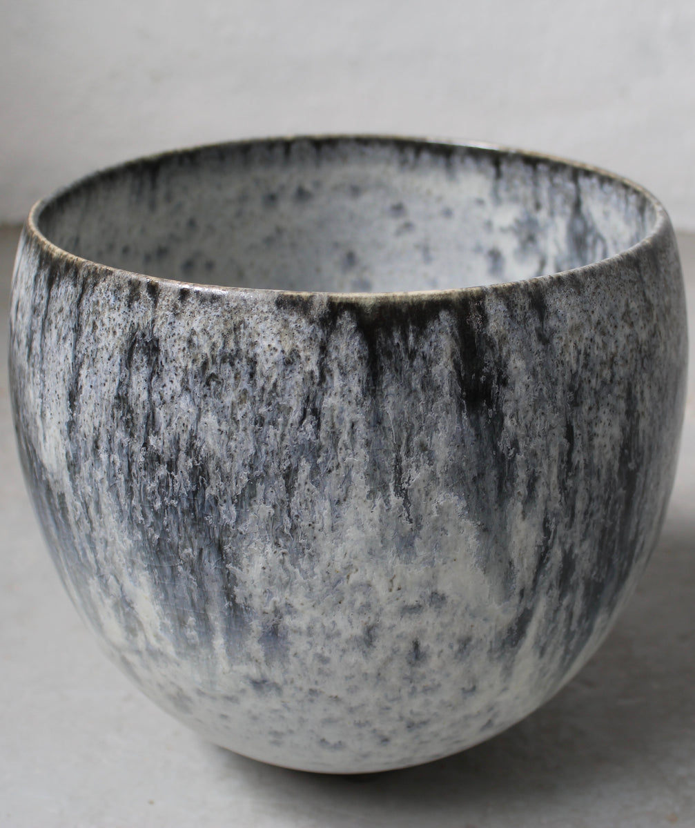 Bell Shaped Planter / White & Blue Glaze