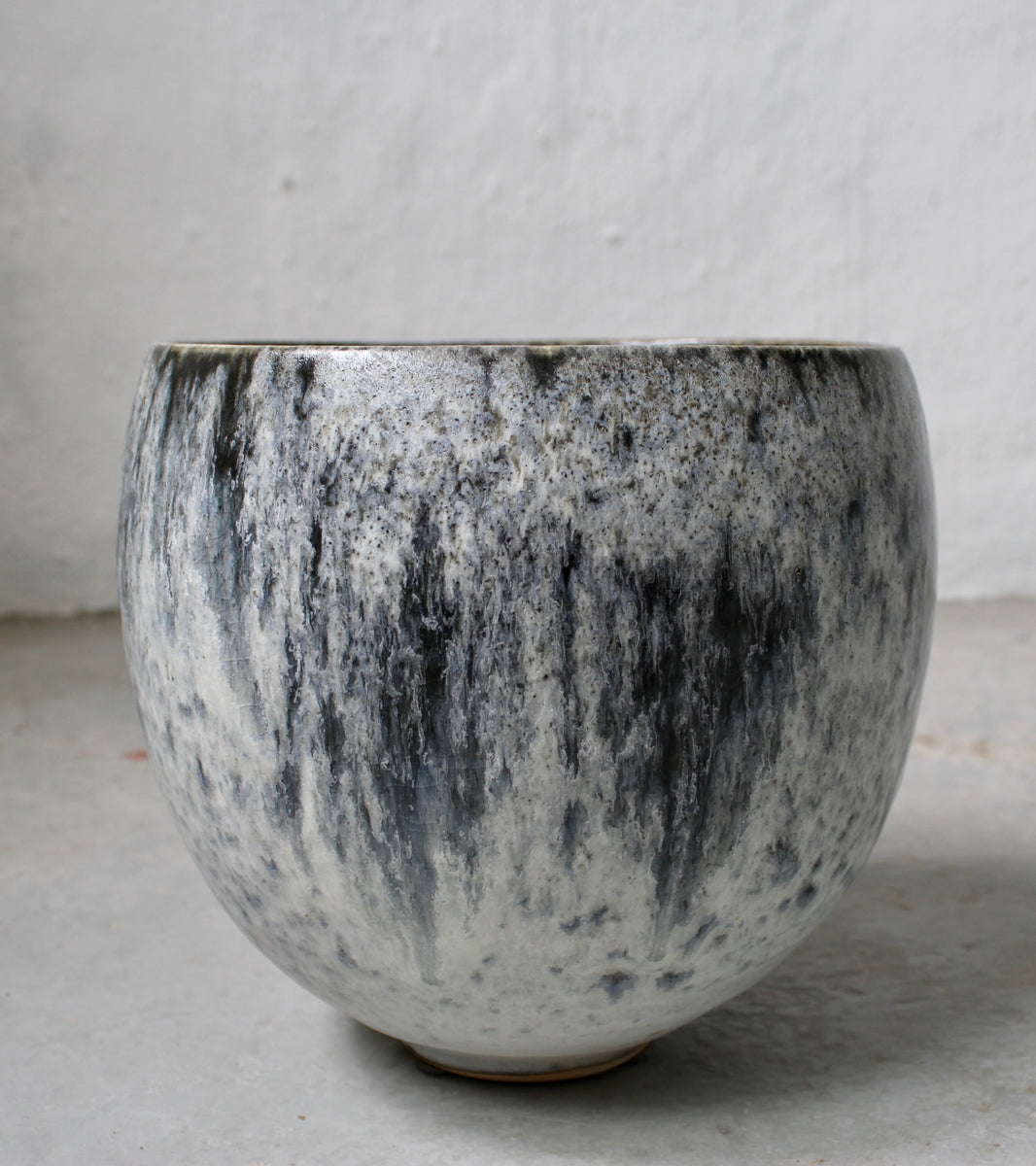 Bell Shaped Planter / White & Blue Glaze