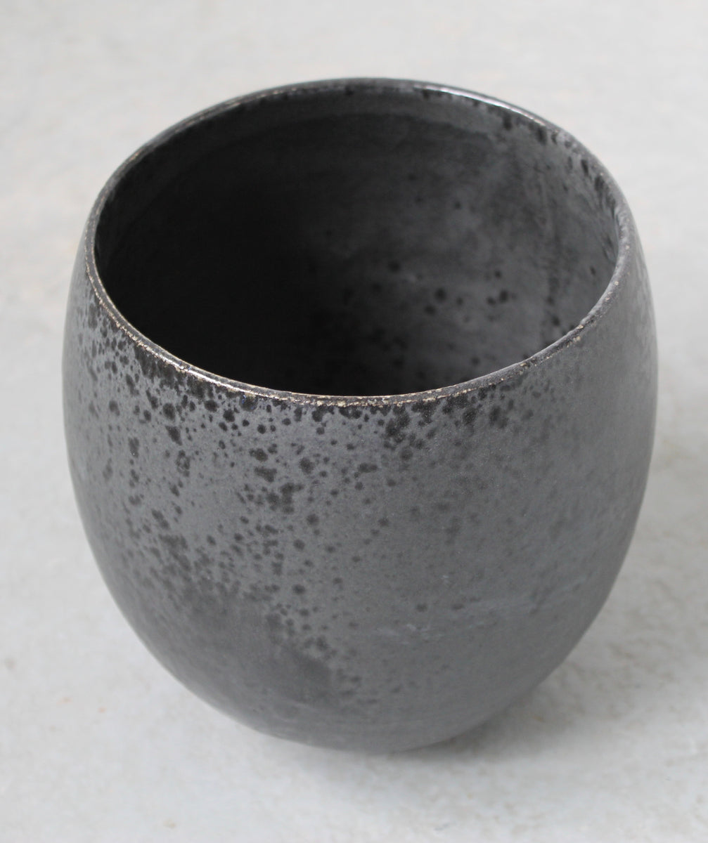 Curved Bell Shaped Planter <br> Black Glaze