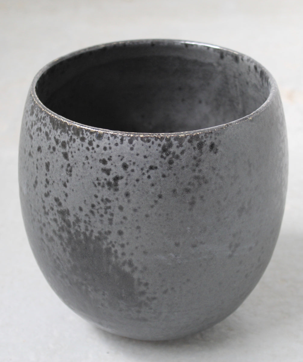 Curved Bell Shaped Planter <br> Black Glaze