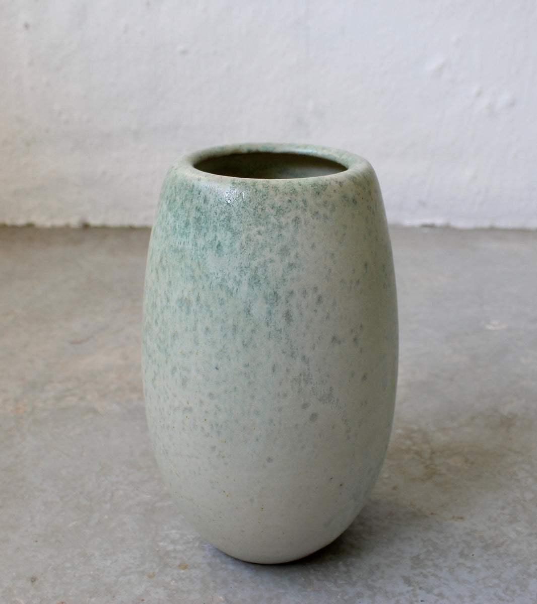 Ovoid Vase <br> White & Green Glaze