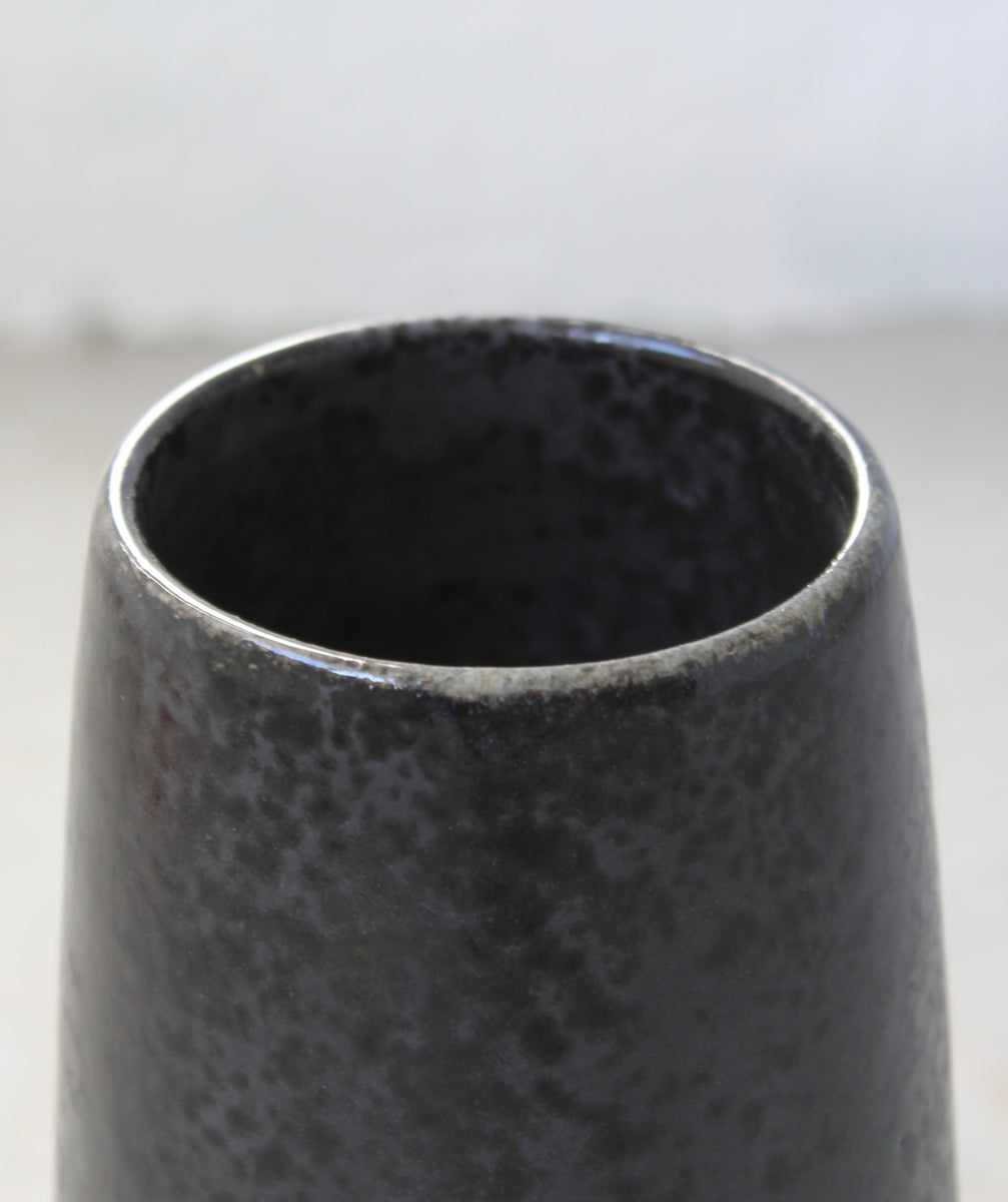 Tall Tapering Vase / Black Glaze