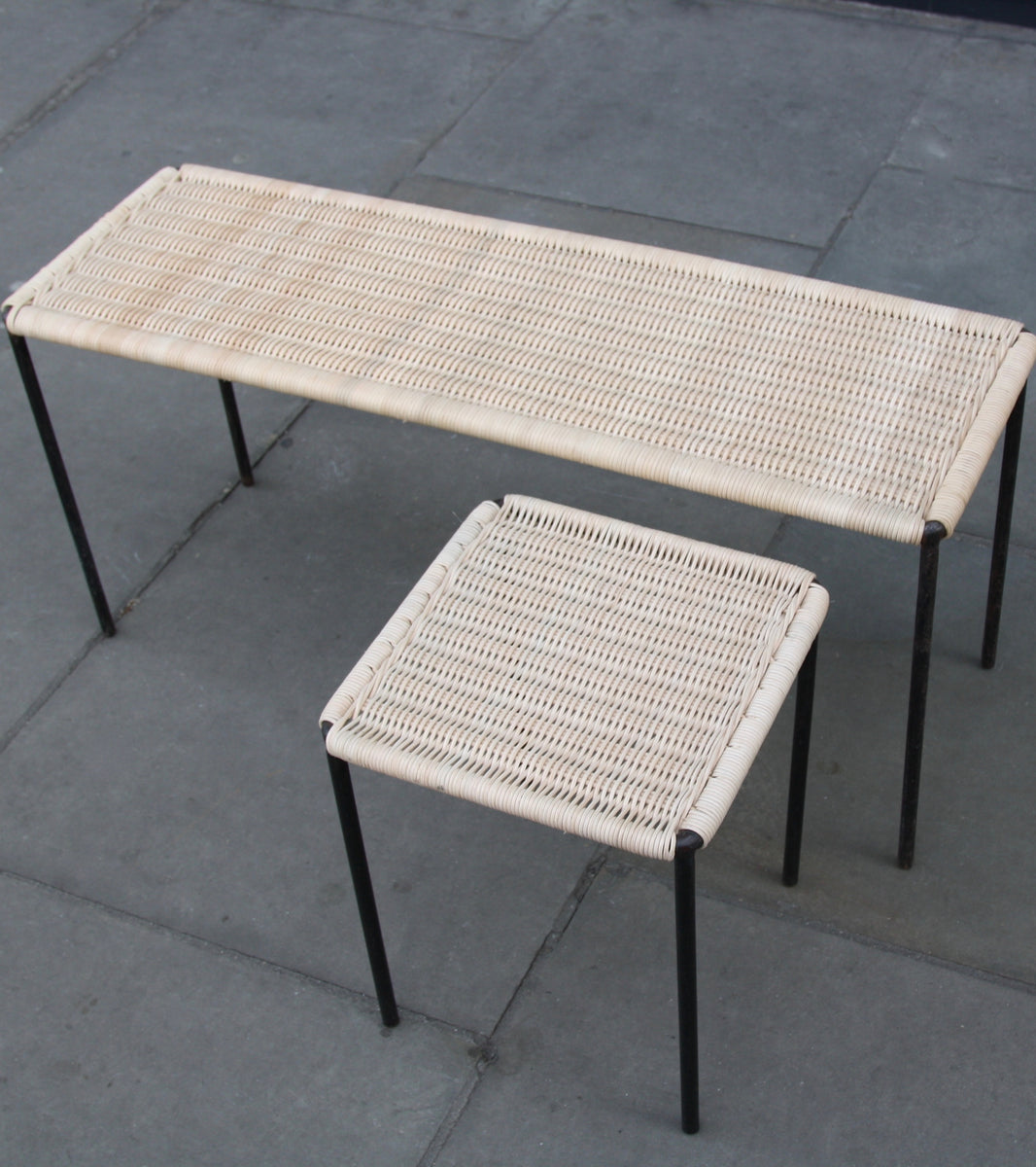 Long Rectangular Wicker Table / Carl Auböck II