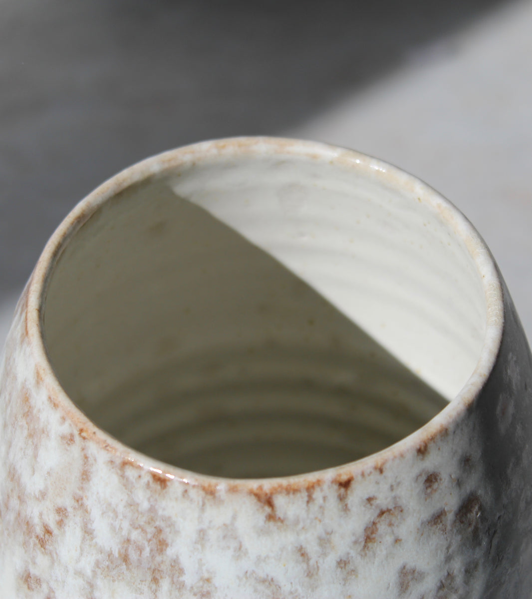 Ovoid Vase <br> White & Mauve Glaze