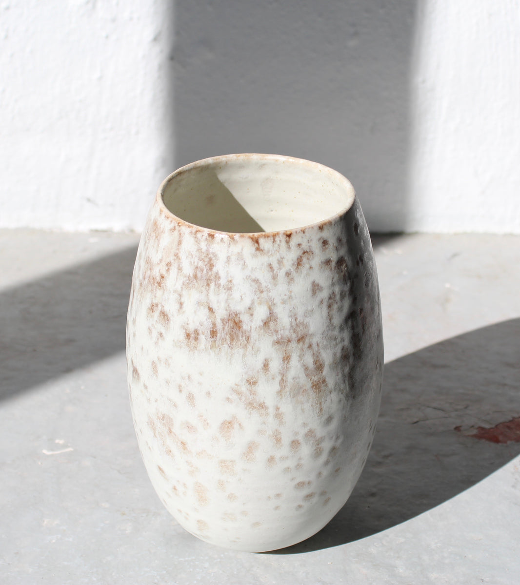 Ovoid Vase <br> White & Mauve Glaze