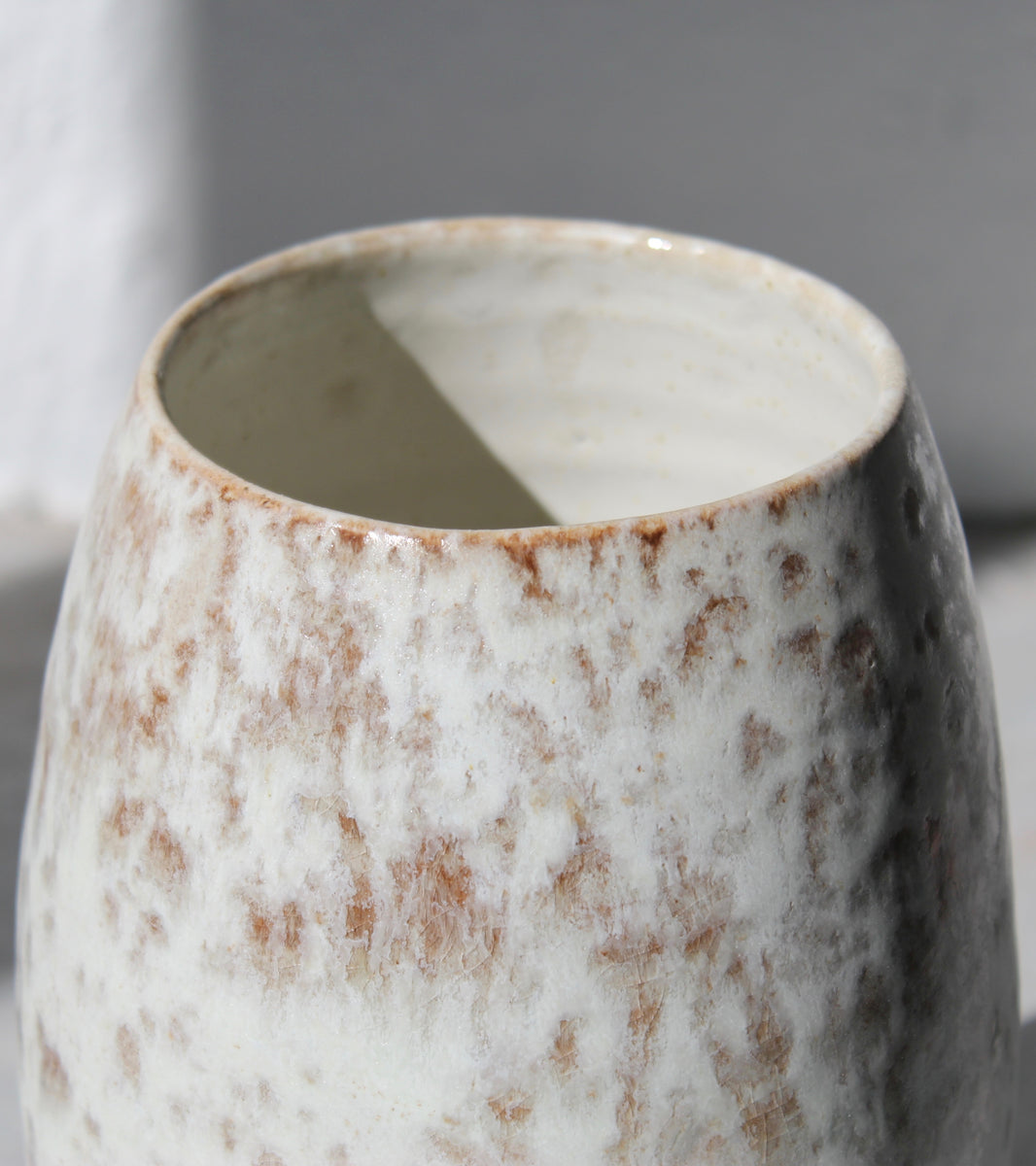 Ovoid Vase <br> White & Mauve Glaze