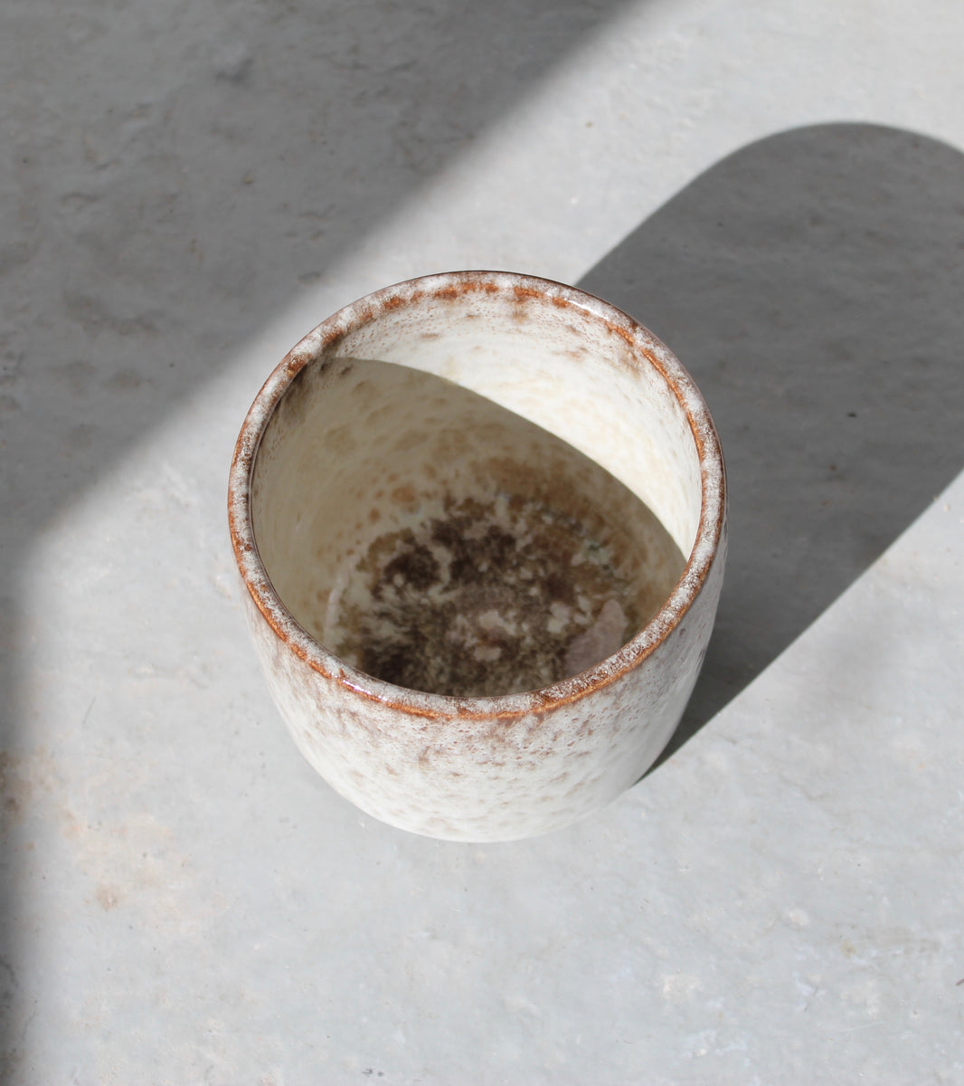 Small Brush Pot Vase <br> White & Mauve Glaze