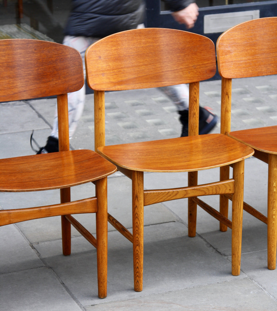 golden coloured oak danish chairs