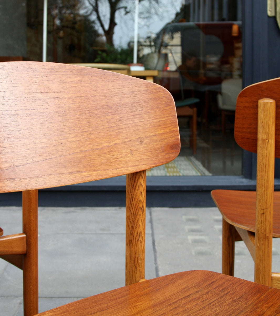 beautifully grained teak wood chairs