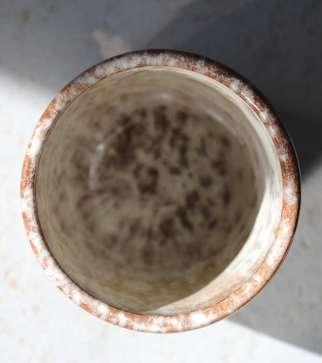 Brush Pot Vase / White & Mauve Glaze