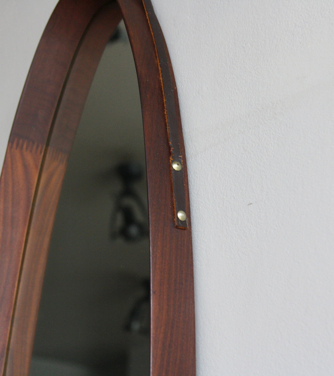 Large Oval Teak Mirror / Denmark C. 1950