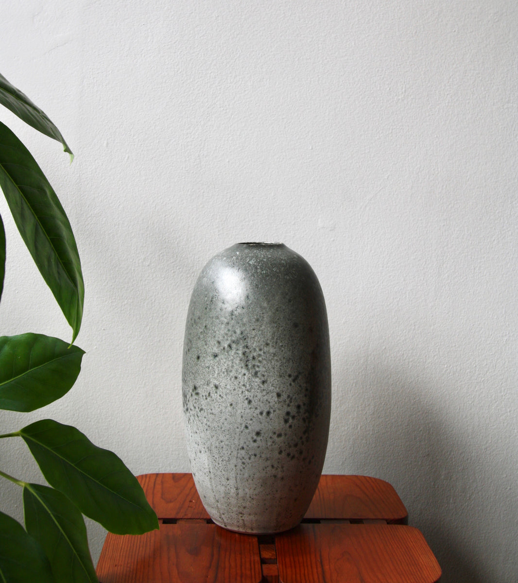 Tall Torpedo Shaped Vase / Granite Glaze