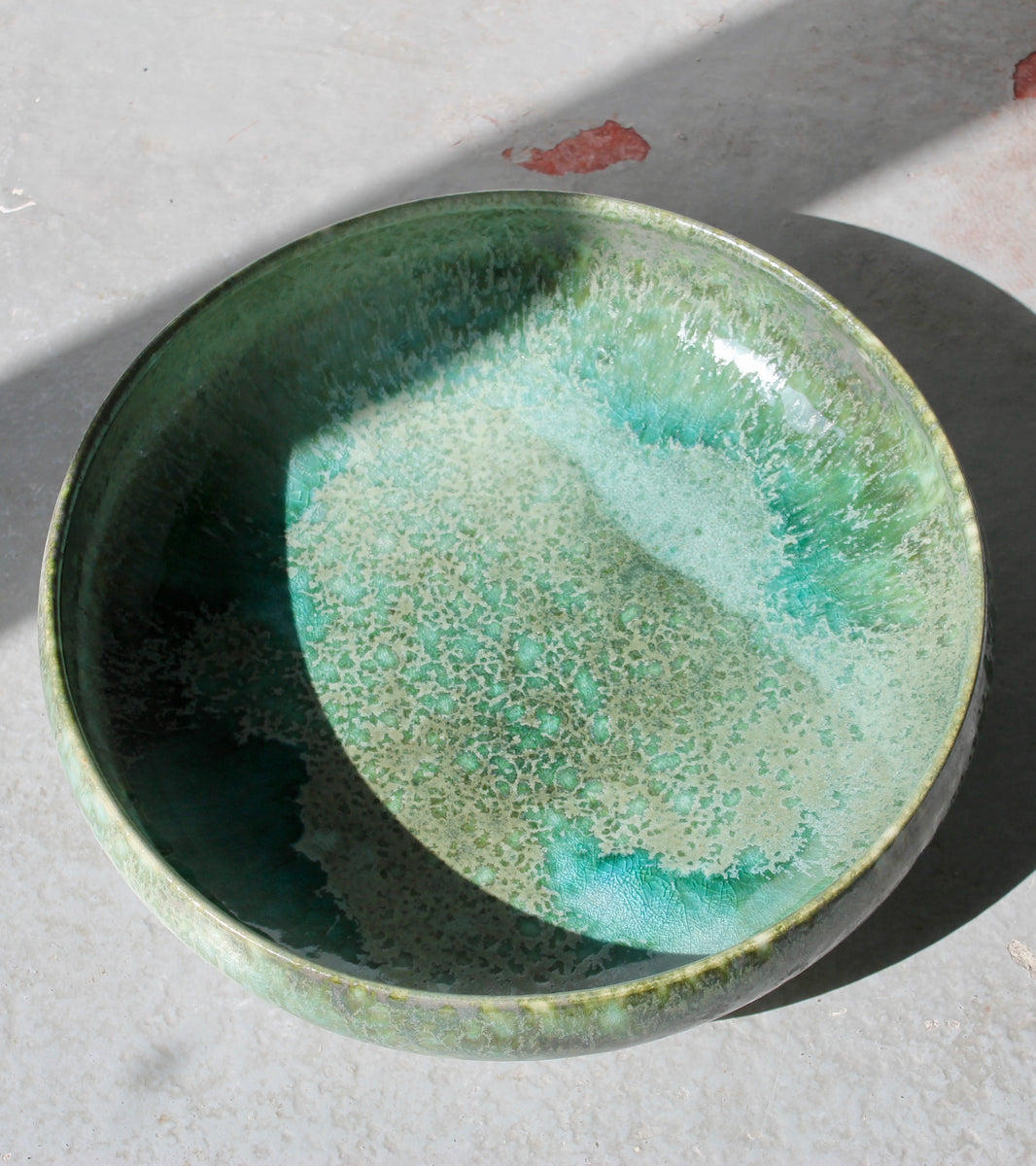 Massive Shallow Bowl <br> Green Glaze
