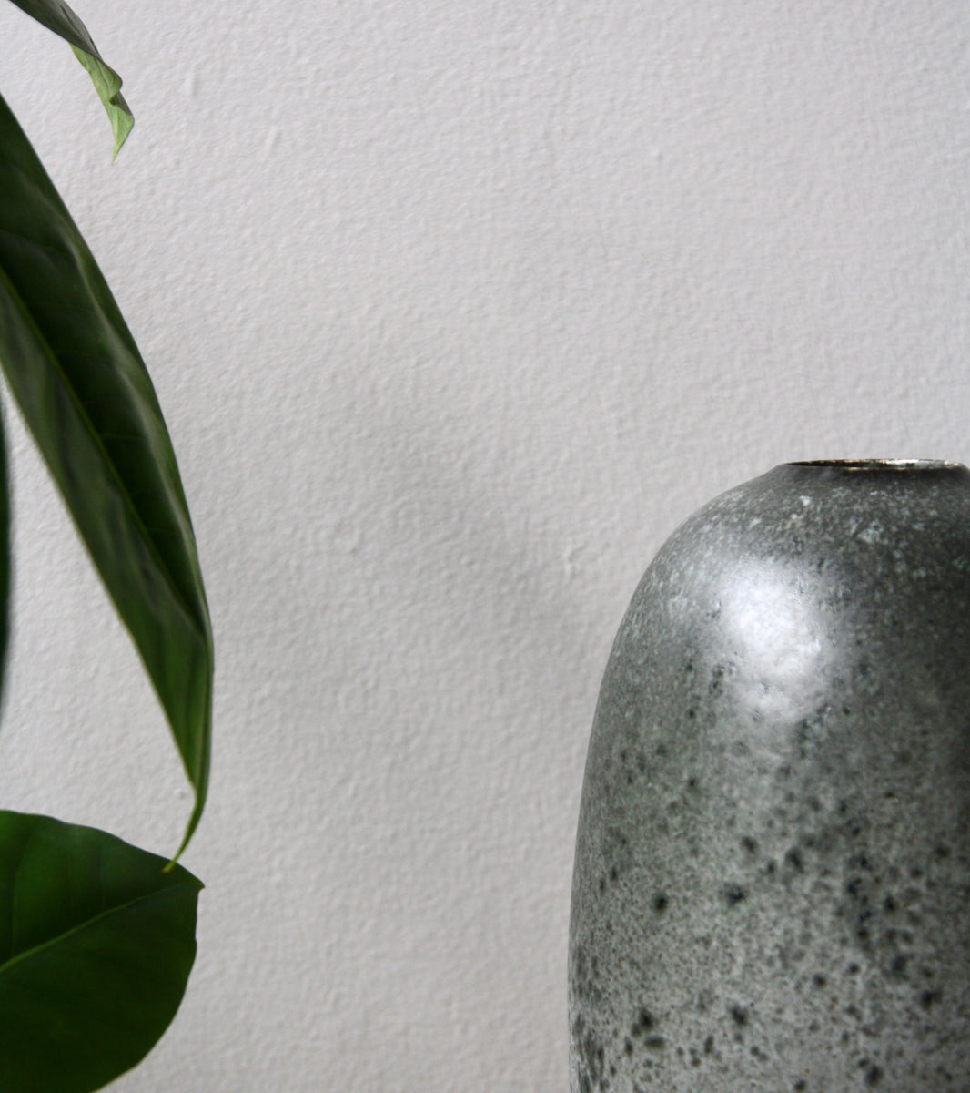 Tall Torpedo Shaped Vase / Granite Glaze