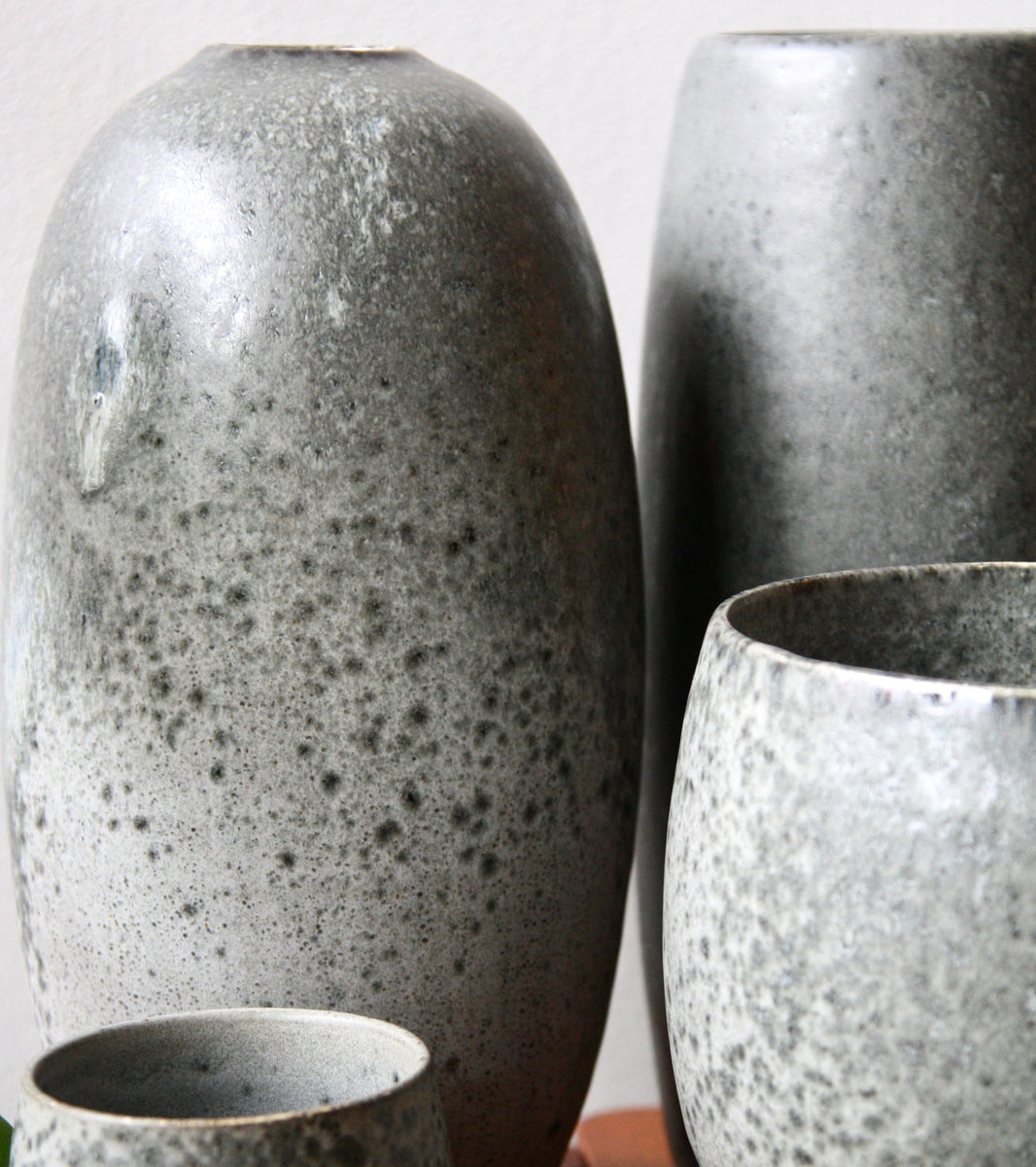 Tall Torpedo Shaped Vase / Granite Glaze