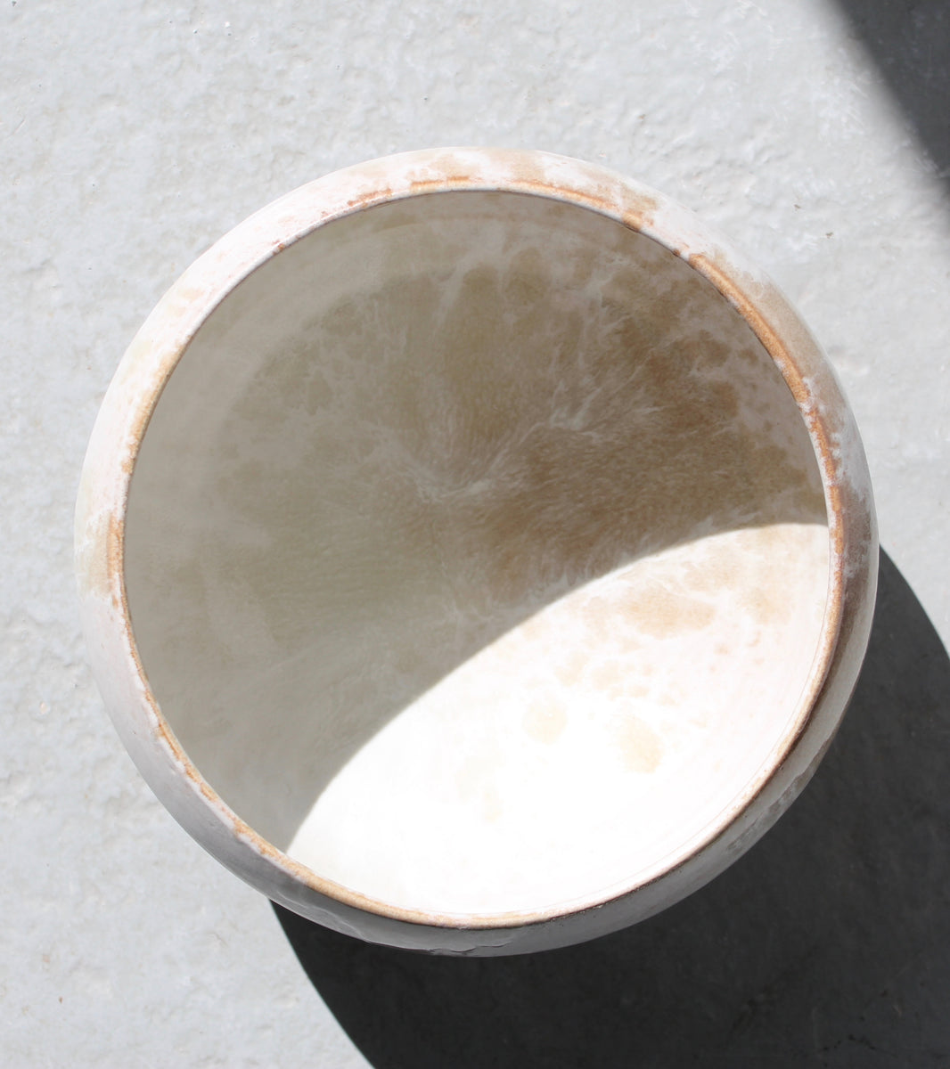 Small Cauldron Shaped Bowl <br> White & Mauve Glaze
