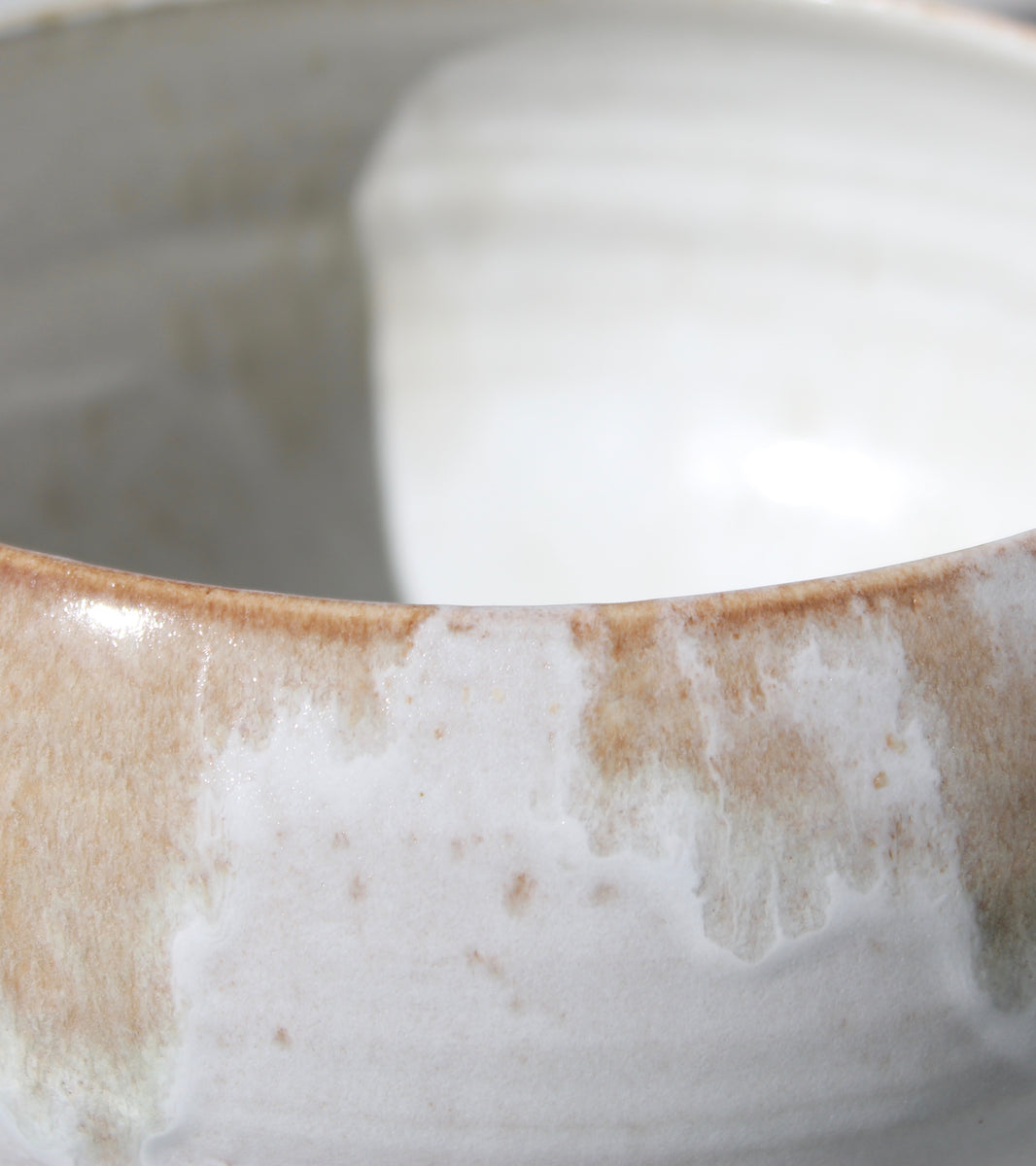 Small Cauldron Shaped Bowl <br> White & Mauve Glaze
