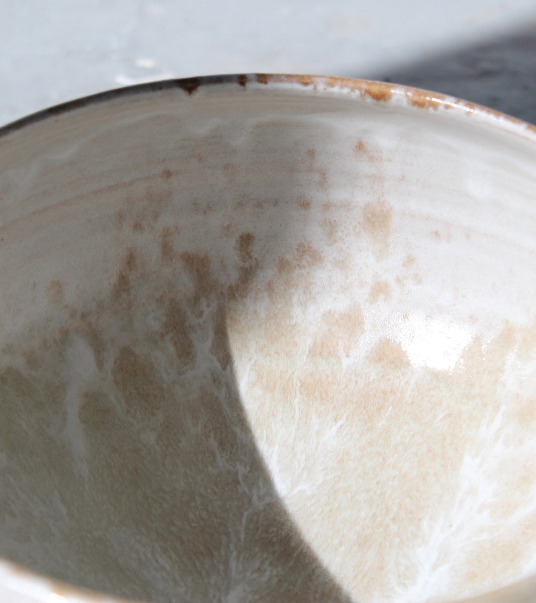 Small Cauldron Shaped Bowl <br> White & Mauve Glaze