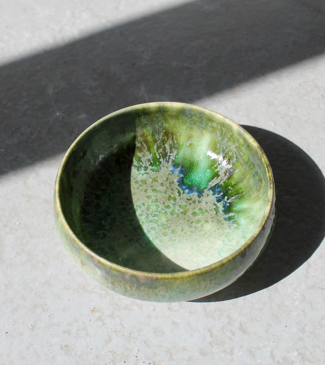 Small Closed Form Bowl <br> Green Glaze