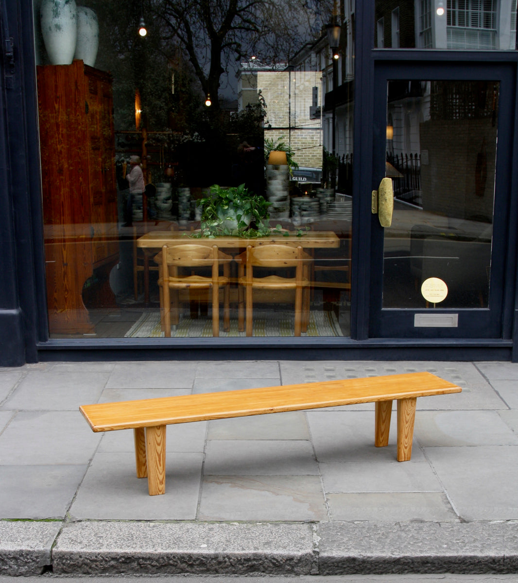 Long Pine Wood Bench / Sweden, Circa 1955