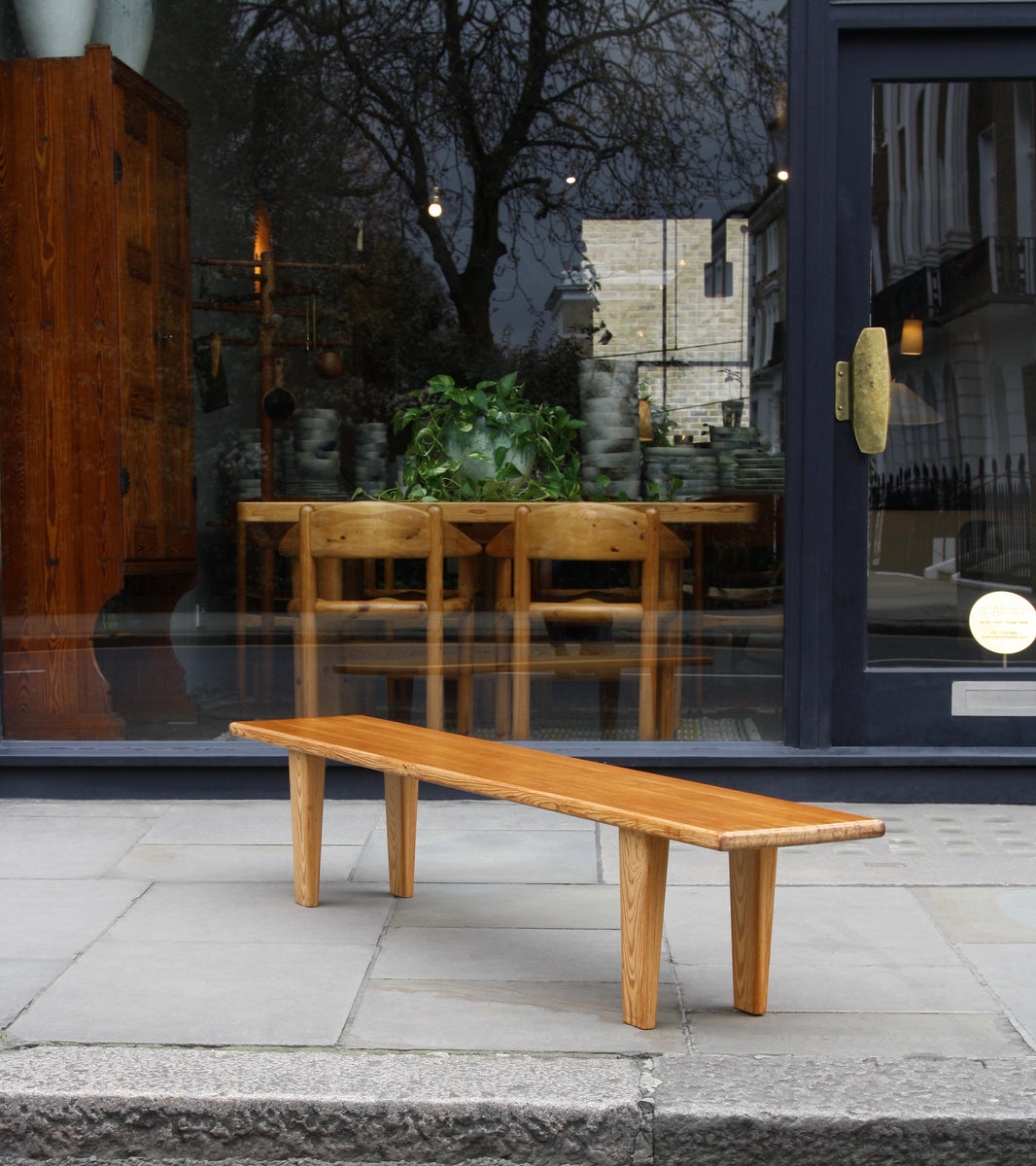 Long Pine Wood Bench / Sweden, Circa 1955
