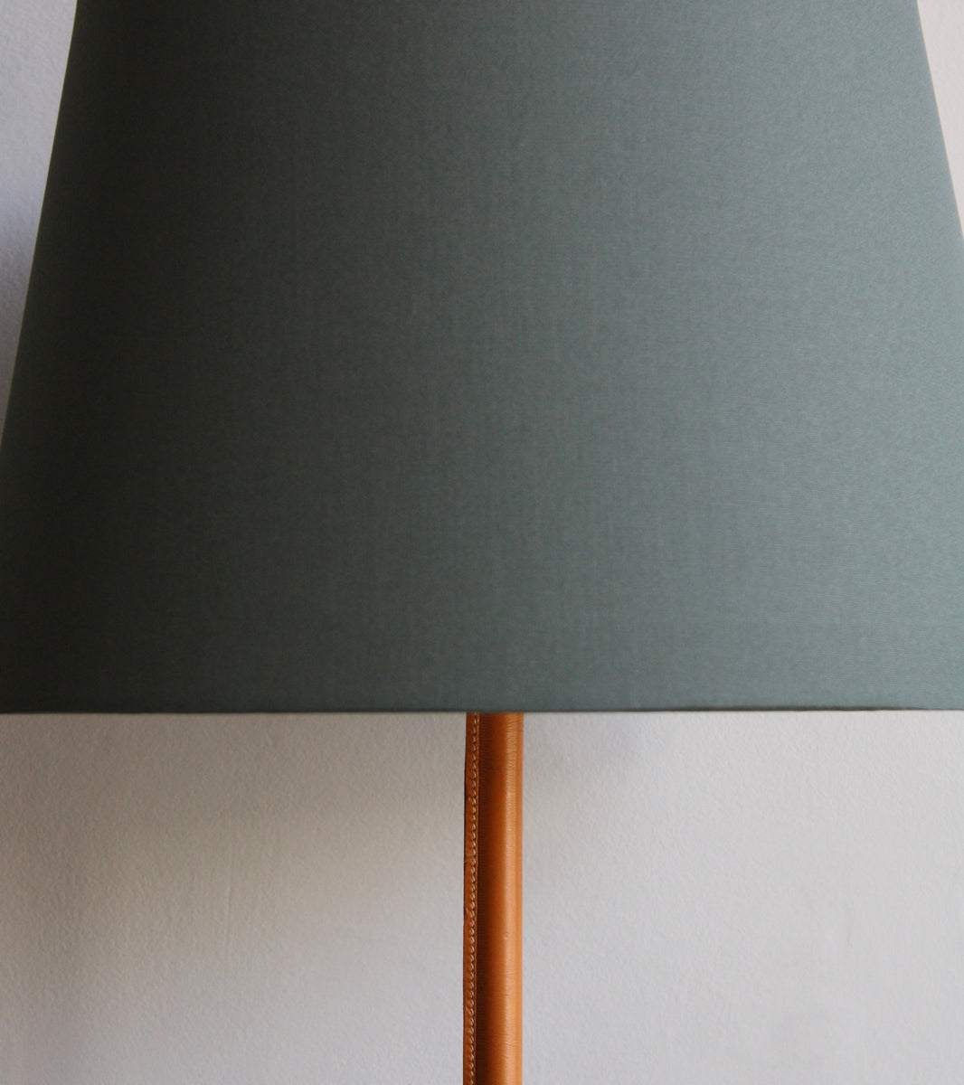Brass & Tan Leather Floor Light, Denmark, Circa 1950