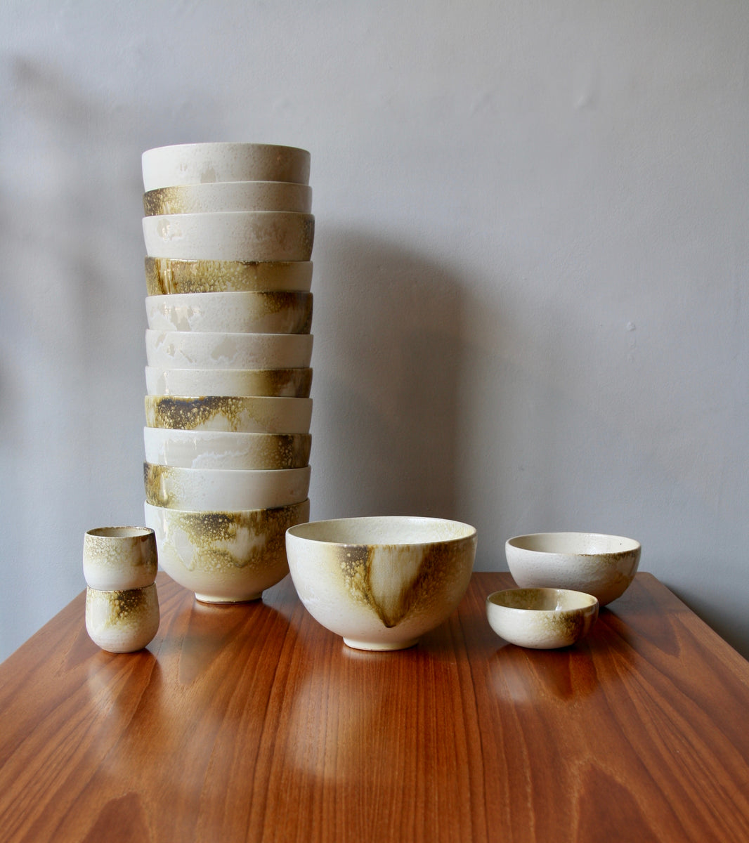 Large Deep Bowl / White & Yellow / Shape #12, Glaze C