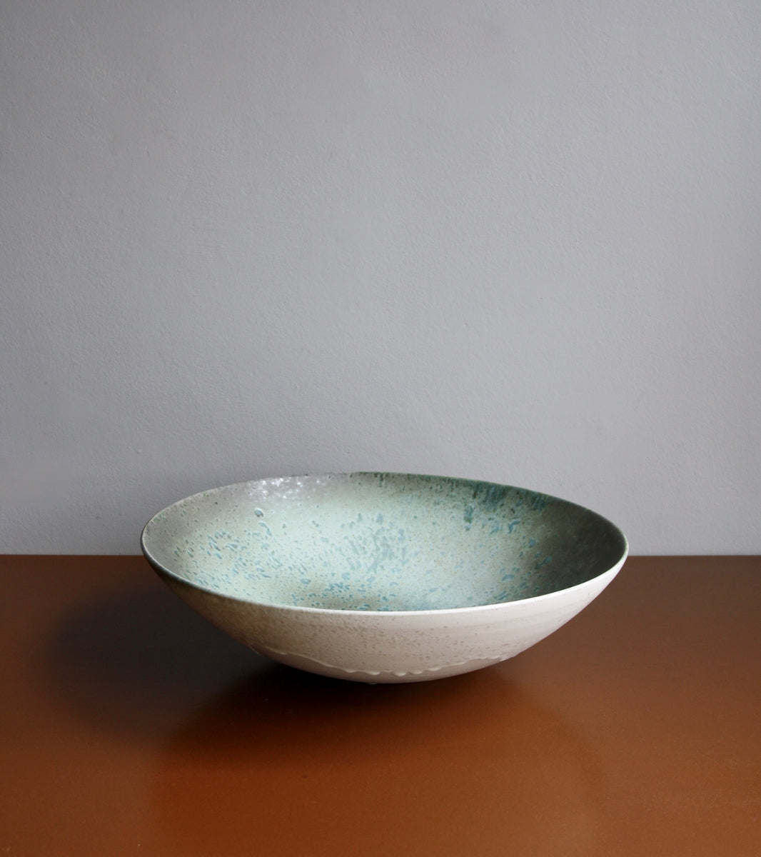 Massive Bowl / Turquoise, Green, Ombre, Grey Glaze
